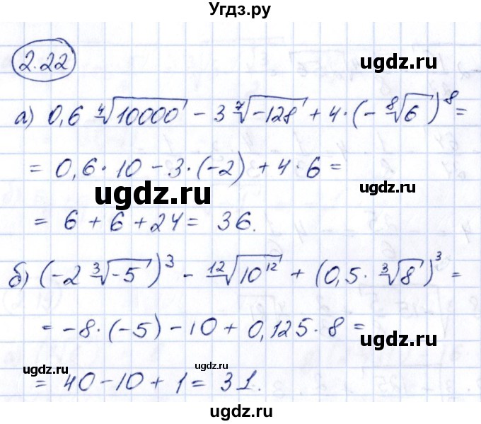 ГДЗ (Решебник) по алгебре 10 класс Арефьева И.Г. / глава 2 / 2.22