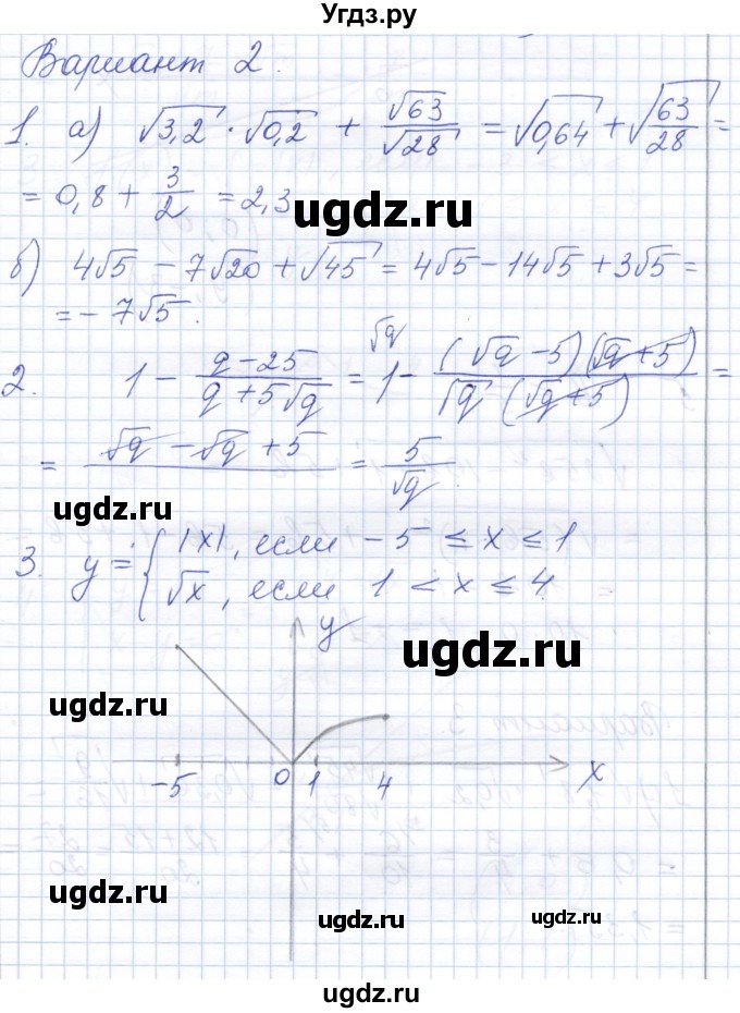 ГДЗ (Решебник) по алгебре 8 класс (контрольные работы) Шуркова М.В. / КР-4. вариант / 2