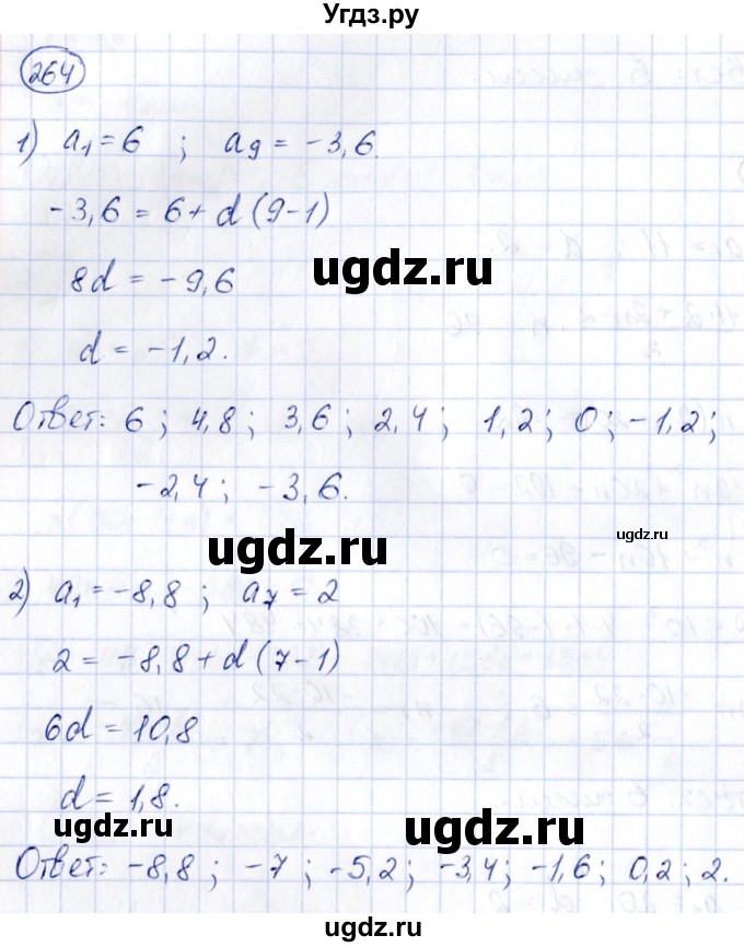 ГДЗ (Решебник) по алгебре 9 класс (сборник заданий) Кузнецова Л.В. / раздел 2 / 264