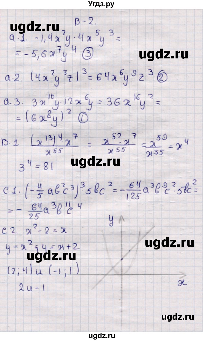 ГДЗ (Решебник) по алгебре 7 класс (самостоятельные и контрольные работы) Глазков Ю.А. / контролбные работы / КР-4 / Вариант 2