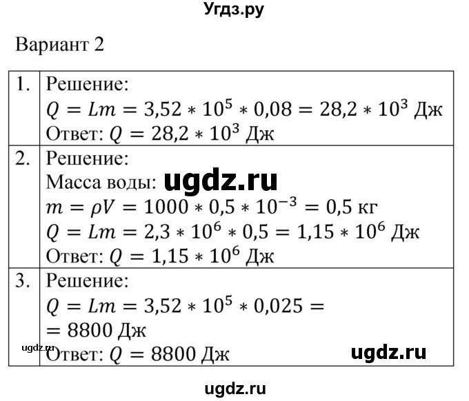 ГДЗ (Решебник) по физике 8 класс (контрольные и самостоятельные работы) Громцева О.И. / самостоятельные работы / СР-17 / Вариант 2