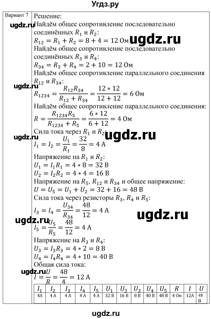 ГДЗ (Решебник) по физике 8 класс (контрольные и самостоятельные работы) Громцева О.И. / самостоятельные работы / СР-36 / Вариант 7