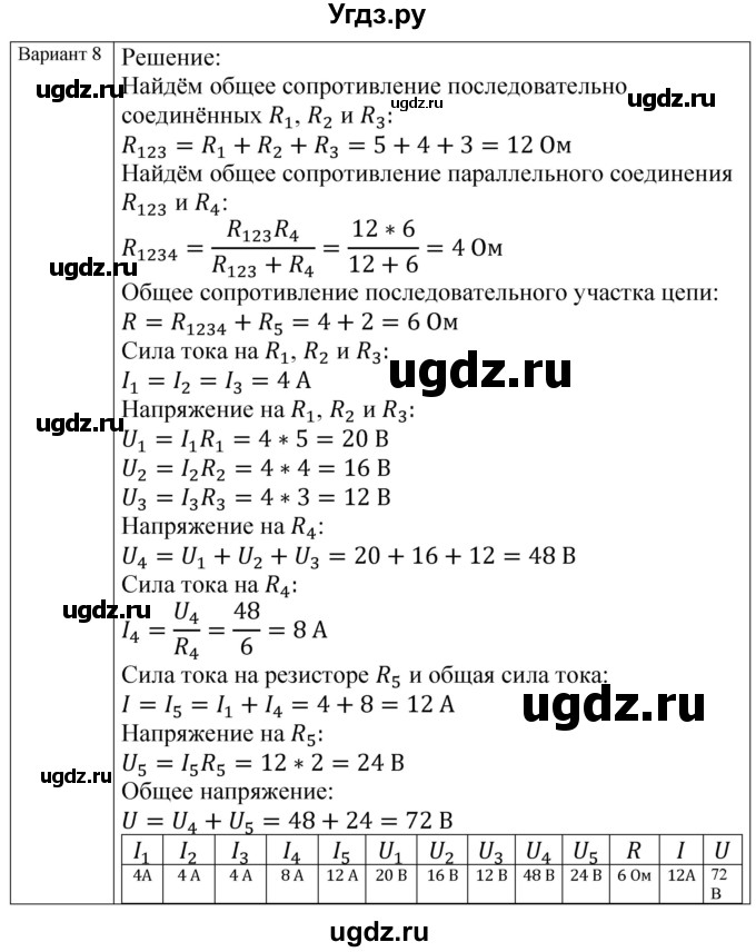 ГДЗ (Решебник) по физике 8 класс (контрольные и самостоятельные работы) Громцева О.И. / самостоятельные работы / СР-36 / Вариант 8