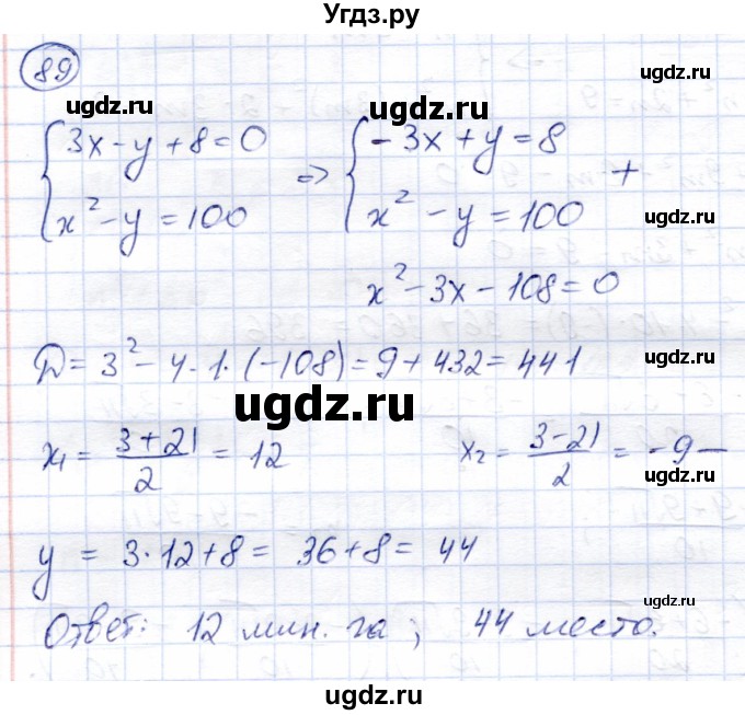 ГДЗ (Решебник) по алгебре 9 класс Солтан Г.Н. / упражнение / 89