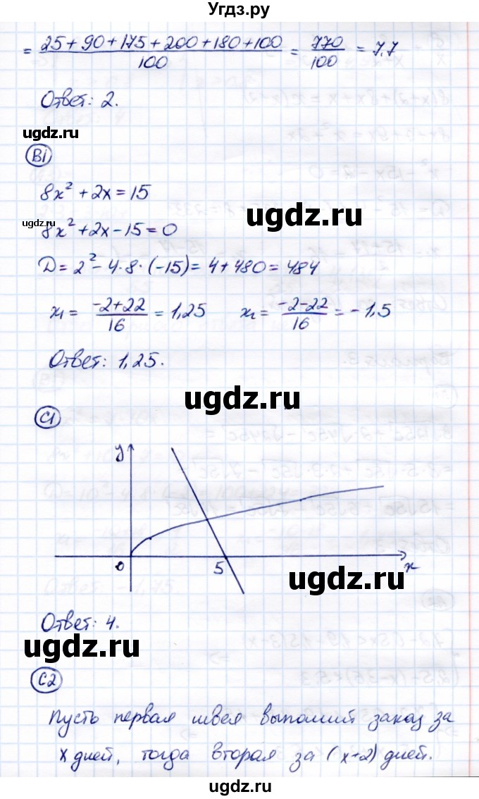 ГДЗ (Решебник) по алгебре 8 класс (самостоятельные и контрольные работы) Глазков Ю.А. / самостоятельные работы / СР-28 / Вариант 2(продолжение 2)