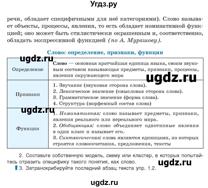 ГДЗ (Учебник) по русскому языку 11 класс Долбик Е.Е. / §1 / 1.4(продолжение 2)