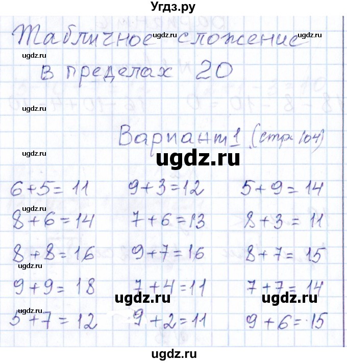 ГДЗ (Решебник) по математике 1 класс (контрольные работы) Рудницкая В.Н. / страница / 104