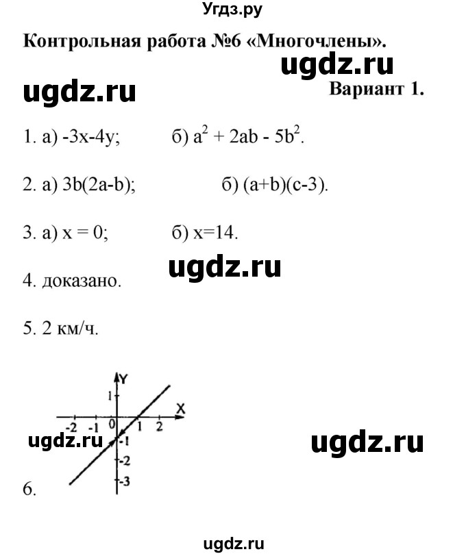 ГДЗ (Решебник) по алгебре 7 класс (контрольные работы (поурочные разработки)) Рурукин А.Н. / КР-6 / Вариант 1