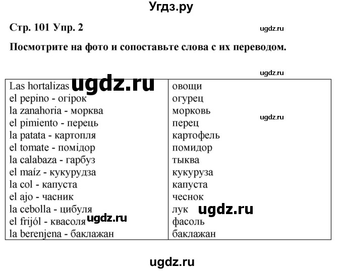 ГДЗ (Решебник) по испанскому языку 4 класс Бреславська В. / страница / 101(продолжение 3)