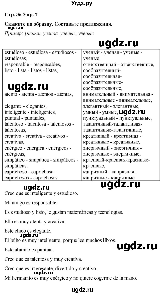 ГДЗ (Решебник) по испанскому языку 4 класс Бреславська В. / страница / 36