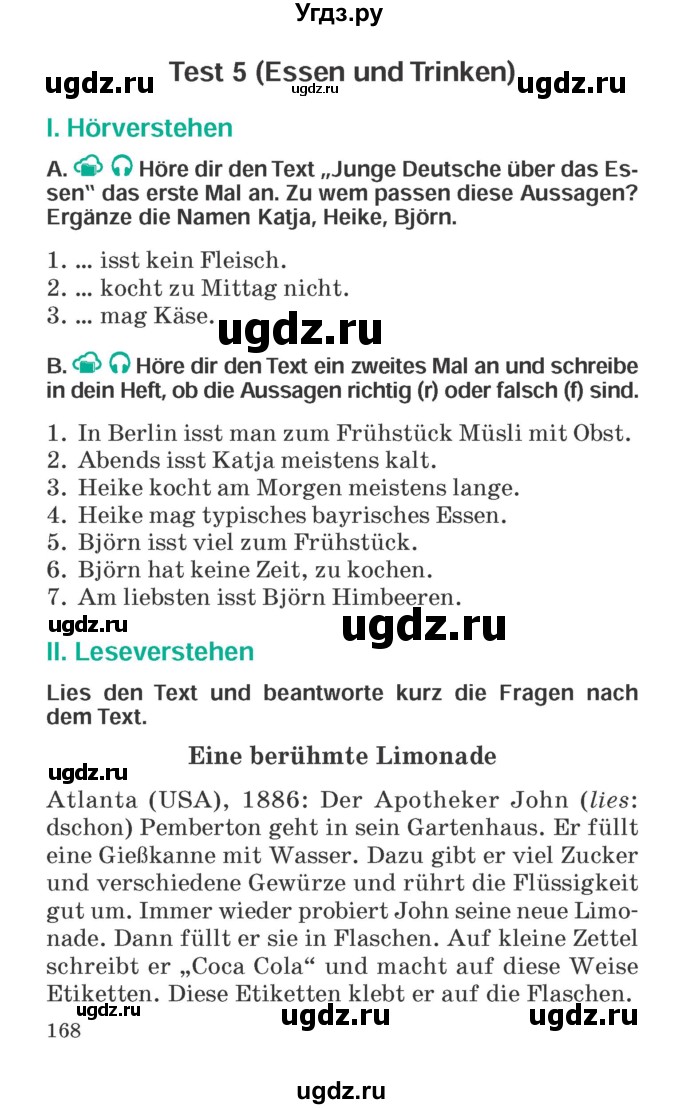 ГДЗ (Учебник) по немецкому языку 6 класс Зуевская Е.В. / часть 2. страница / 168-169