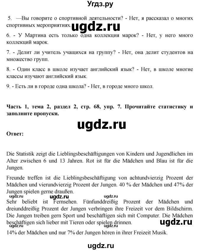 ГДЗ (Решебник) по немецкому языку 6 класс Зуевская Е.В. / часть 1. страница / 68(продолжение 2)