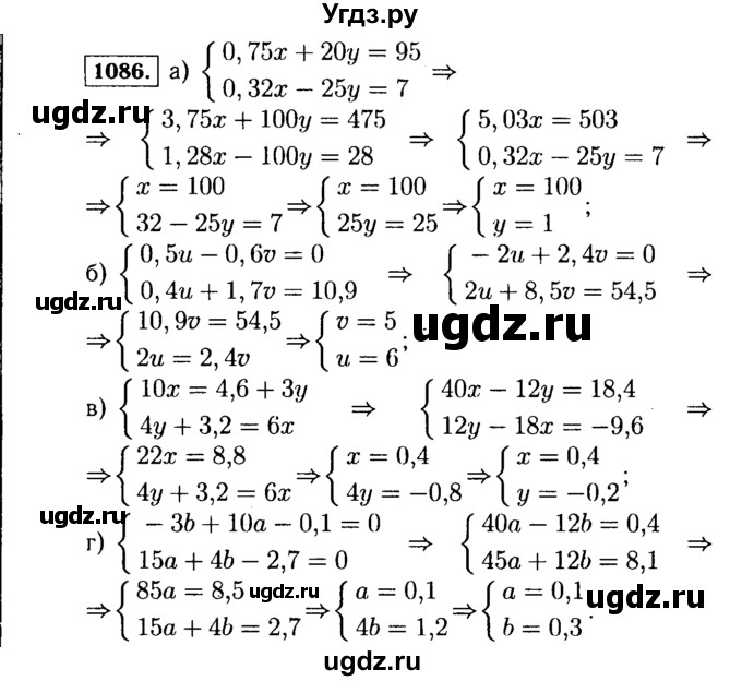 ГДЗ (Решебник №1 к учебнику 2015) по алгебре 7 класс Ю.Н. Макарычев / номер номер / 1086