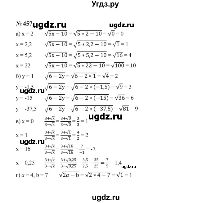 ГДЗ (Решебник к учебнику 2023) по алгебре 8 класс Ю.Н. Макарычев / номер / 457
