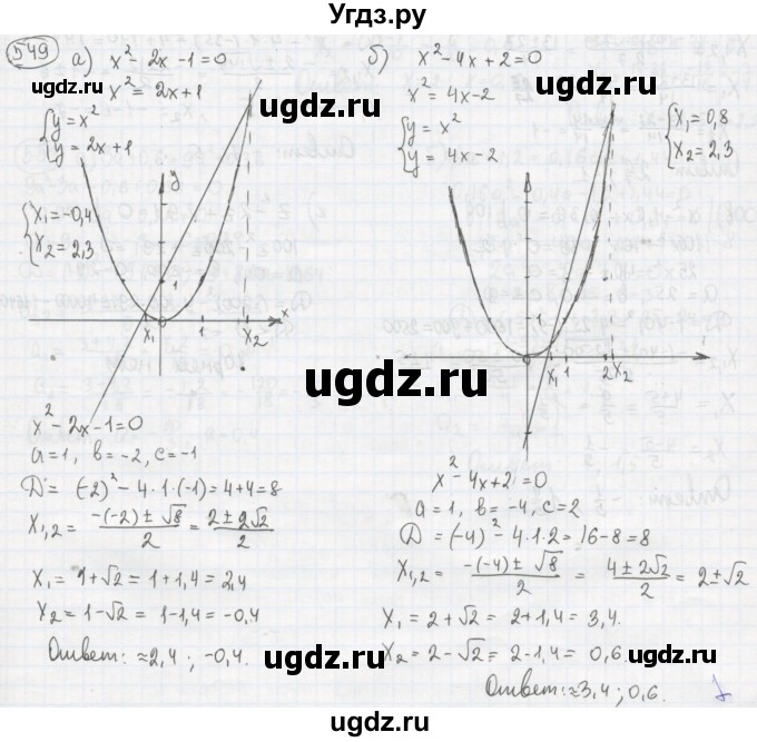 ГДЗ (Решебник №2 к учебнику 2015) по алгебре 8 класс Ю.Н. Макарычев / номер / 549