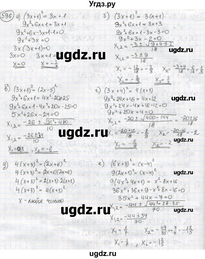 ГДЗ (Решебник №2 к учебнику 2015) по алгебре 8 класс Ю.Н. Макарычев / номер / 596