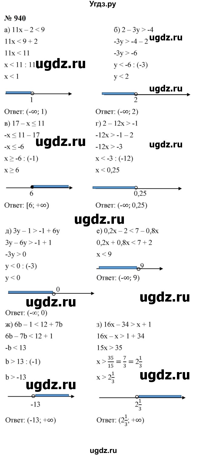 ГДЗ (Решебник к учебнику 2023) по алгебре 8 класс Ю.Н. Макарычев / номер / 940