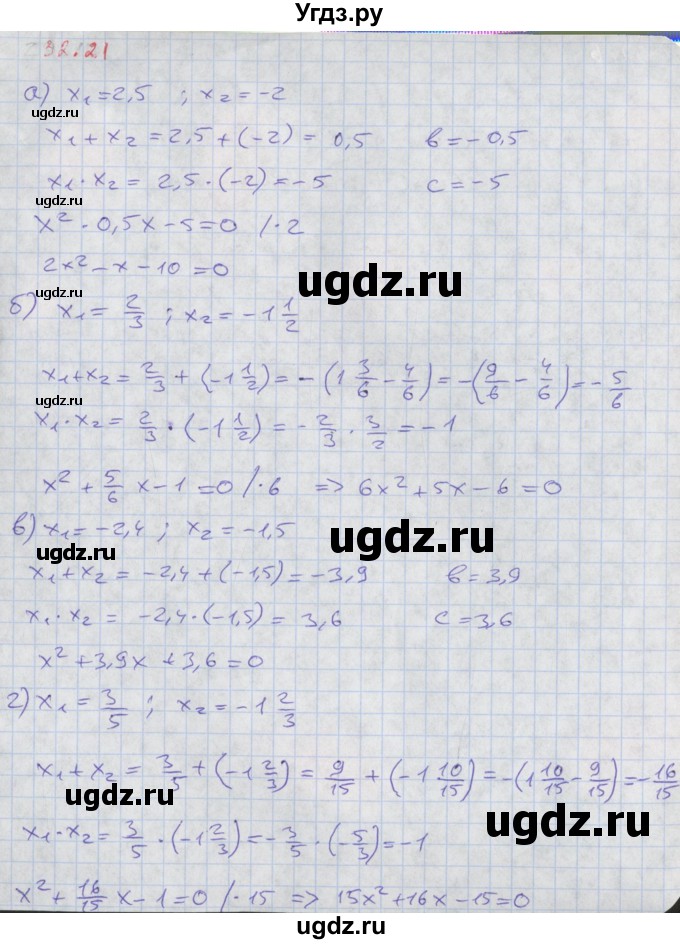 ГДЗ (Решебник к задачнику 2017) по алгебре 8 класс (Учебник, Задачник) Мордкович А.Г. / §32 / 32.21