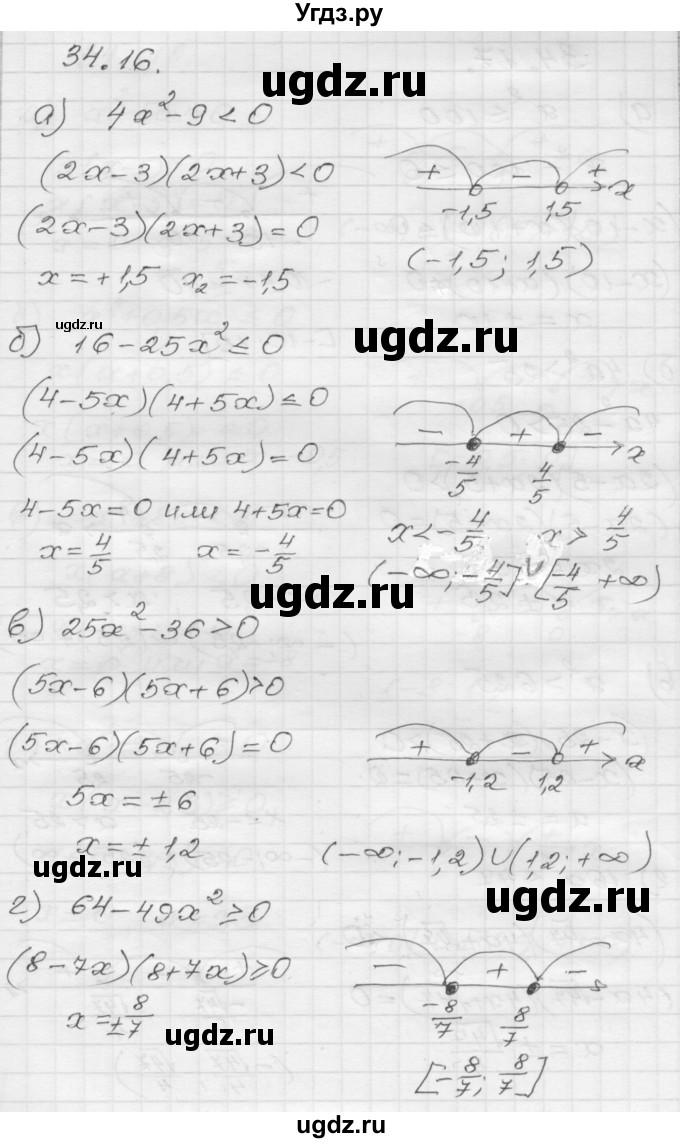 ГДЗ (Решебник №1 к задачнику 2015) по алгебре 8 класс (Учебник, Задачник) Мордкович А.Г. / §34 / 34.16