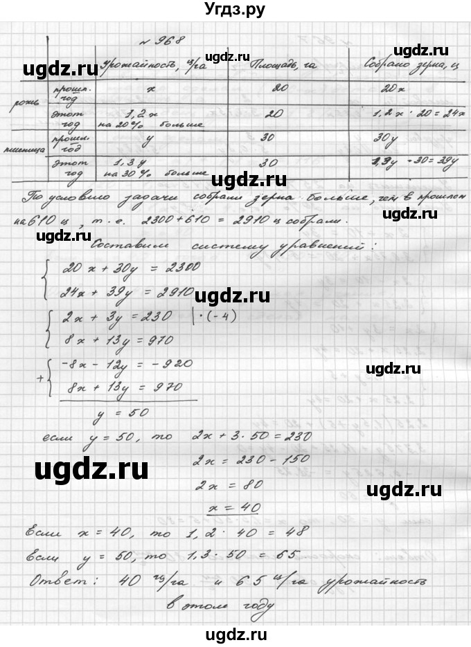 ГДЗ (Решебник №2 к учебнику 2015) по алгебре 9 класс Ю.Н. Макарычев / номер / 968
