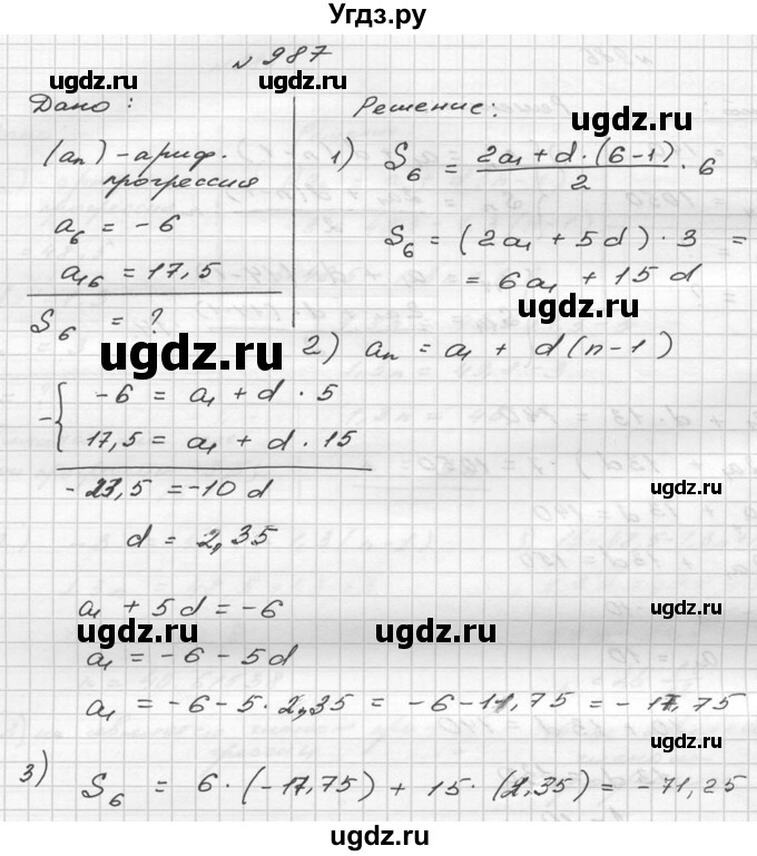 ГДЗ (Решебник №2 к учебнику 2015) по алгебре 9 класс Ю.Н. Макарычев / номер / 987