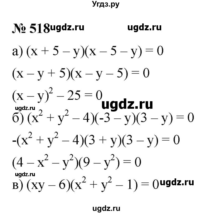 ГДЗ (Решебник к учебнику 2021) по алгебре 9 класс Ю.Н. Макарычев / номер / 518