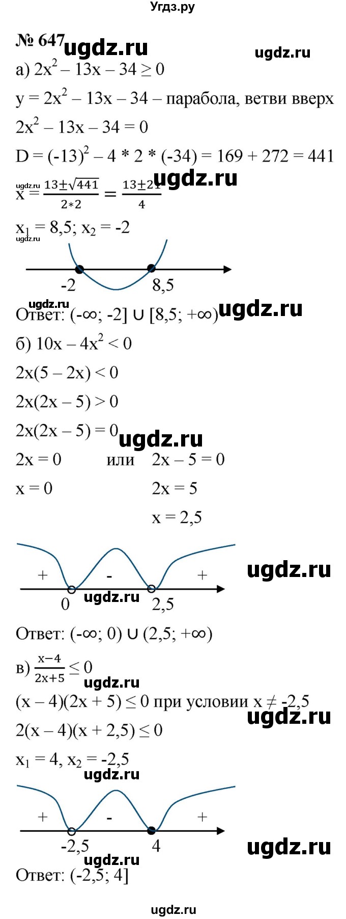 ГДЗ (Решебник к учебнику 2021) по алгебре 9 класс Ю.Н. Макарычев / номер / 647