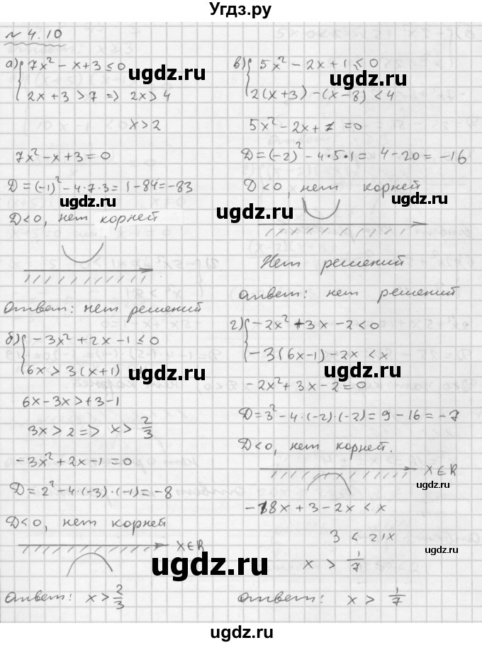 ГДЗ (Решебник №1 к задачнику 2015) по алгебре 9 класс (Учебник, Задачник) Мордкович А.Г. / § 4 / 4.10
