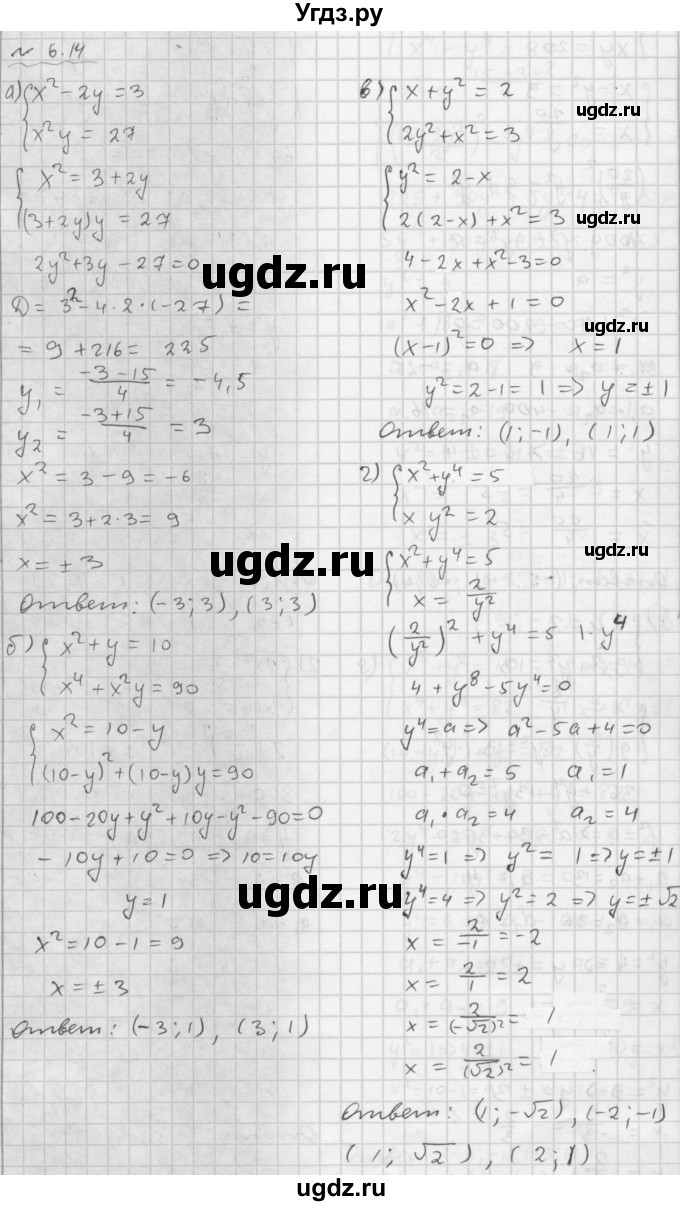 ГДЗ (Решебник №1 к задачнику 2015) по алгебре 9 класс (Учебник, Задачник) Мордкович А.Г. / § 6 / 6.14
