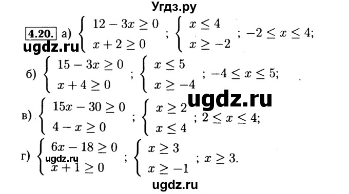 ГДЗ (Решебник №2 к задачнику 2015) по алгебре 9 класс (Учебник, Задачник) Мордкович А.Г. / § 4 / 4.20