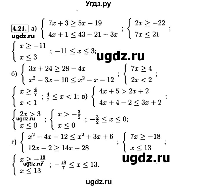 ГДЗ (Решебник №2 к задачнику 2015) по алгебре 9 класс (Учебник, Задачник) Мордкович А.Г. / § 4 / 4.21