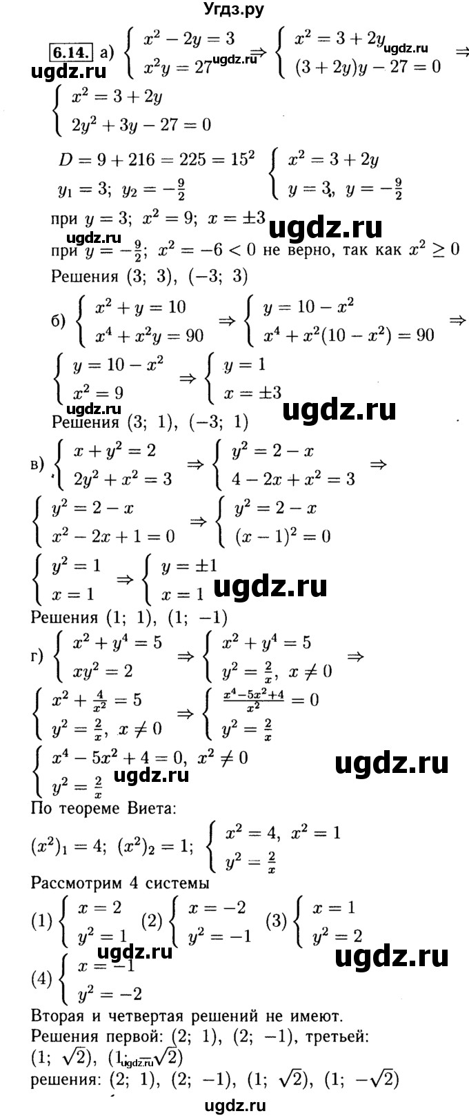 ГДЗ (Решебник №2 к задачнику 2015) по алгебре 9 класс (Учебник, Задачник) Мордкович А.Г. / § 6 / 6.14
