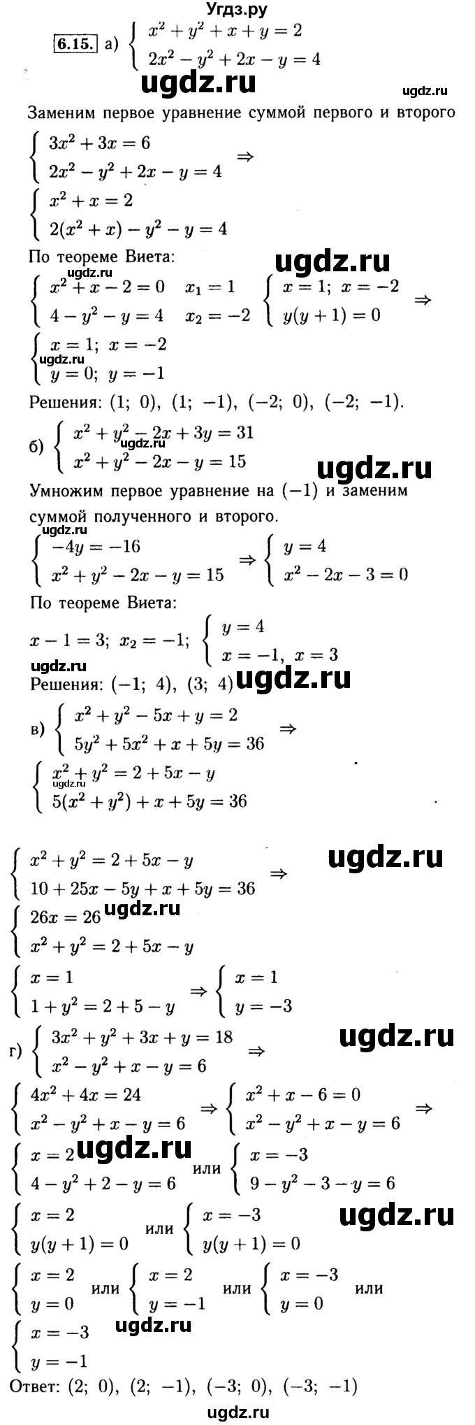 ГДЗ (Решебник №2 к задачнику 2015) по алгебре 9 класс (Учебник, Задачник) Мордкович А.Г. / § 6 / 6.15
