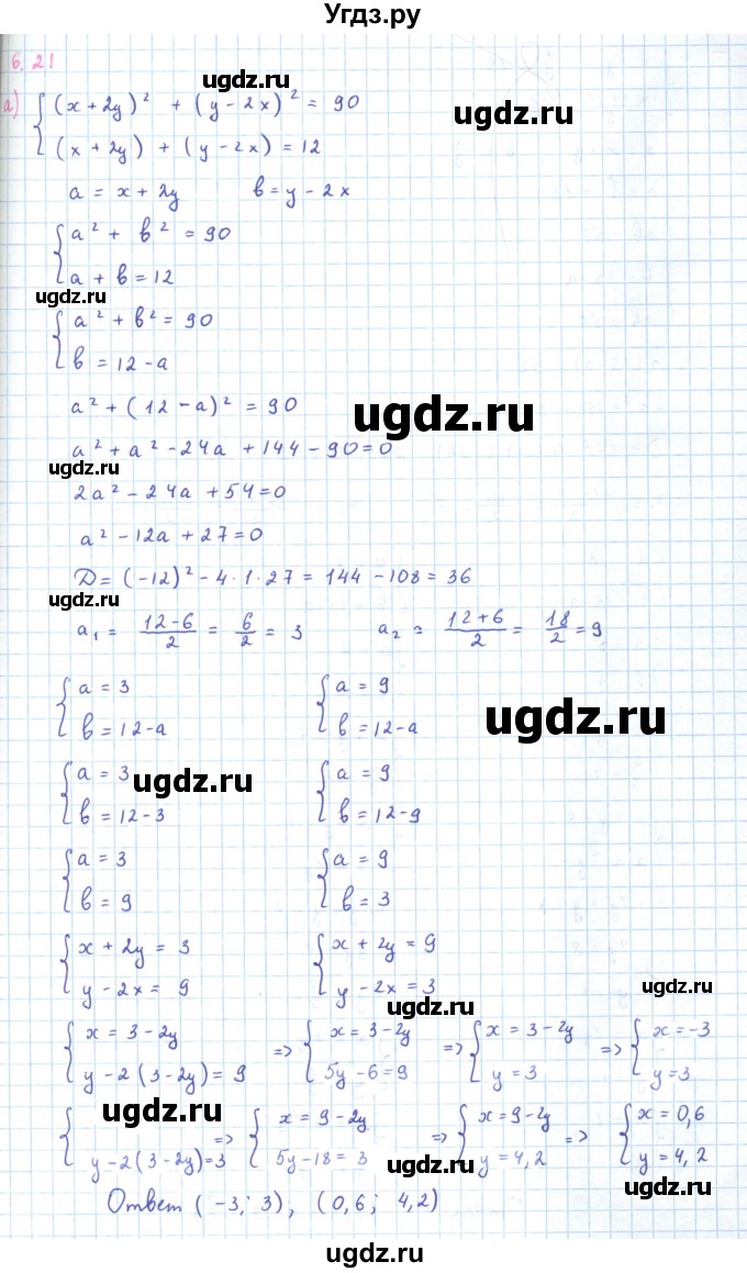 ГДЗ (Решебник к задачнику 2019) по алгебре 9 класс (Учебник, Задачник) Мордкович А.Г. / § 6 / 6.21