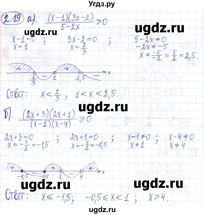 ГДЗ (Решебник к задачнику 2021) по алгебре 9 класс (Учебник, Задачник) Мордкович А.Г. / § 2 / 2.19