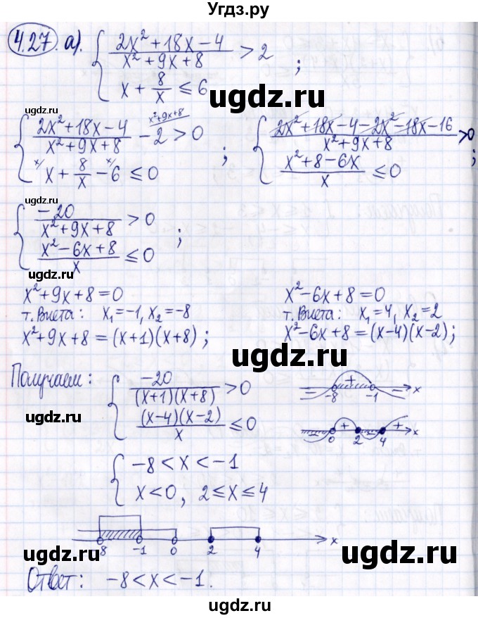 ГДЗ (Решебник к задачнику 2021) по алгебре 9 класс (Учебник, Задачник) Мордкович А.Г. / § 4 / 4.27