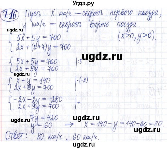 ГДЗ (Решебник к задачнику 2021) по алгебре 9 класс (Учебник, Задачник) Мордкович А.Г. / § 7 / 7.16