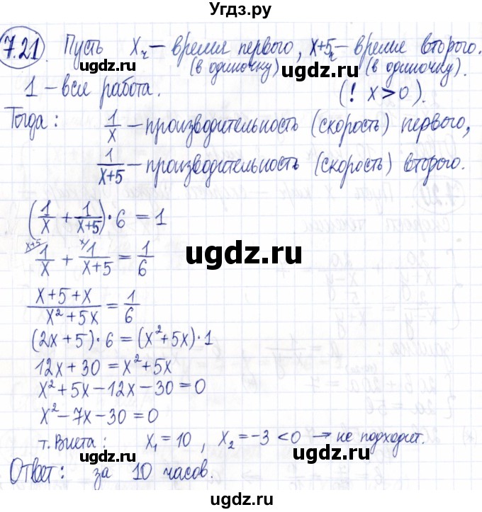 ГДЗ (Решебник к задачнику 2021) по алгебре 9 класс (Учебник, Задачник) Мордкович А.Г. / § 7 / 7.21