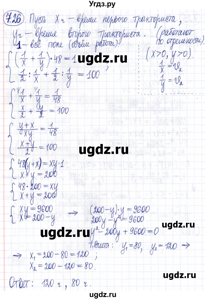 ГДЗ (Решебник к задачнику 2021) по алгебре 9 класс (Учебник, Задачник) Мордкович А.Г. / § 7 / 7.26