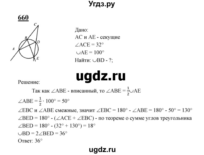 ГДЗ (Решебник №2 к учебнику 2016) по геометрии 7 класс Л.С. Атанасян / номер / 660