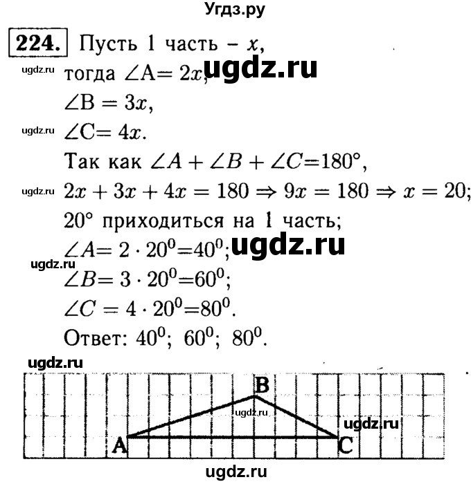 ГДЗ (Решебник №1 к учебнику 2016) по геометрии 7 класс Л.С. Атанасян / номер / 224