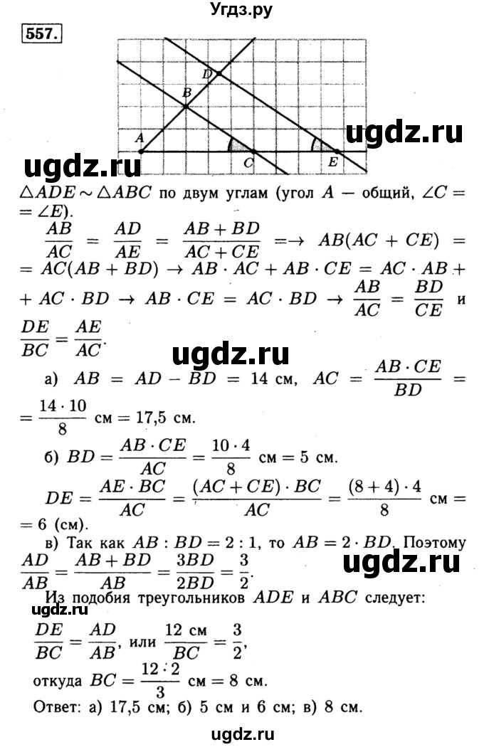 ГДЗ (Решебник №1 к учебнику 2016) по геометрии 7 класс Л.С. Атанасян / номер / 557