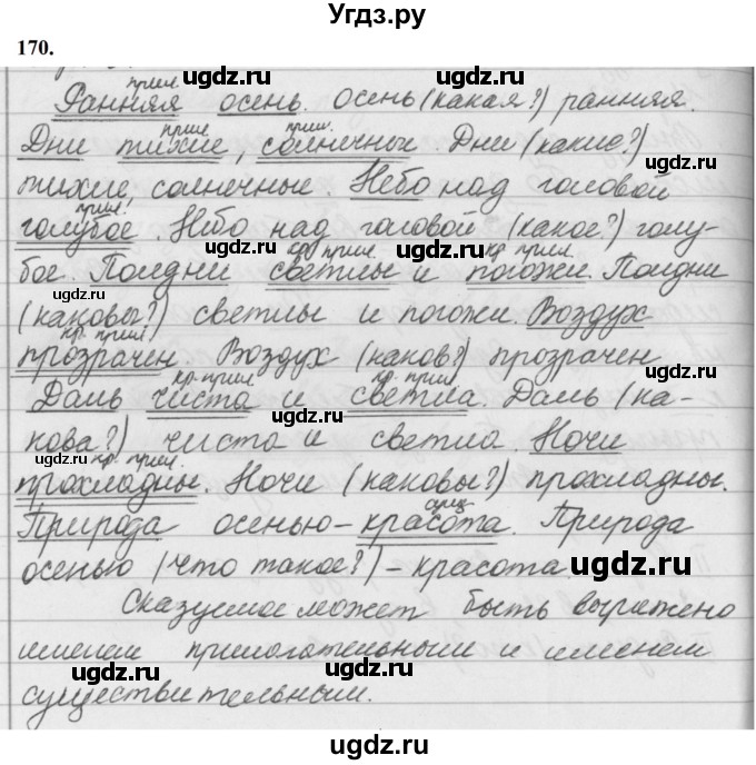 ГДЗ (Решебник к учебнику 2019) по русскому языку 5 класс М.Т. Баранов / упражнение / 170