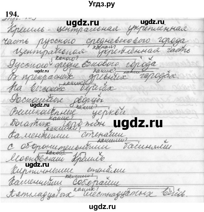 ГДЗ (Решебник к учебнику 2019) по русскому языку 5 класс М.Т. Баранов / упражнение / 194