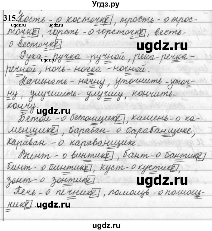 ГДЗ (Решебник к учебнику 2019) по русскому языку 5 класс М.Т. Баранов / упражнение / 315