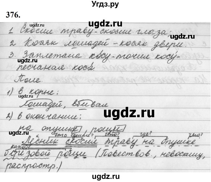 ГДЗ (Решебник к учебнику 2019) по русскому языку 5 класс М.Т. Баранов / упражнение / 376