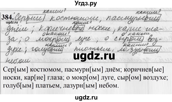 ГДЗ (Решебник к учебнику 2019) по русскому языку 5 класс М.Т. Баранов / упражнение / 384