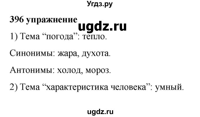 ГДЗ (Решебник к учебнику 2019) по русскому языку 5 класс М.Т. Баранов / упражнение / 396