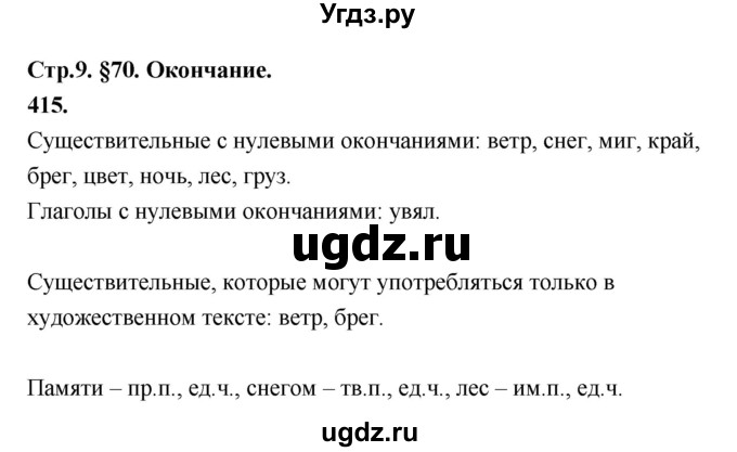 ГДЗ (Решебник к учебнику 2019) по русскому языку 5 класс М.Т. Баранов / упражнение / 415