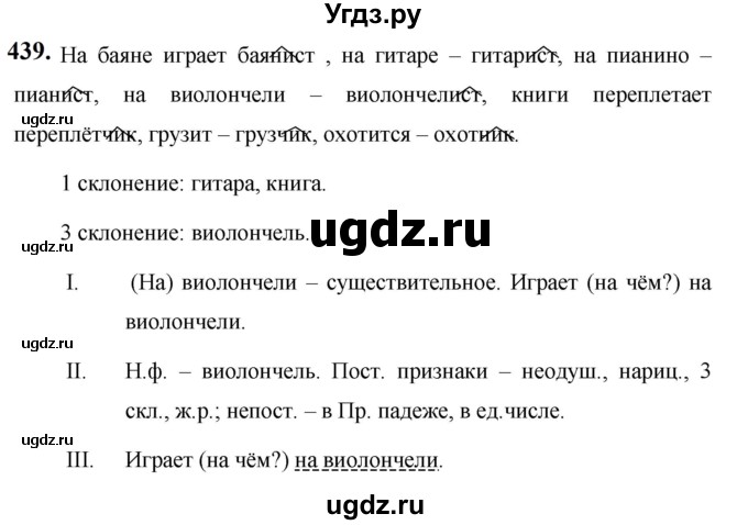 ГДЗ (Решебник к учебнику 2019) по русскому языку 5 класс М.Т. Баранов / упражнение / 439